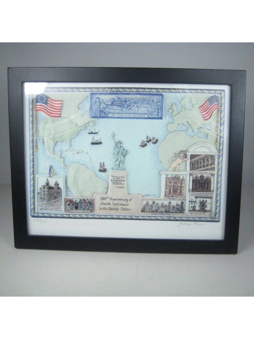Framed Limited Edition Print Art 350th Anniversary Jewish Settlement US Garber
